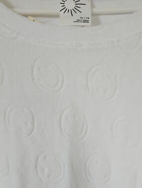 aerie Offline White Textured Terrycloth Short Sleeve Crop Top Beach or Pool XL